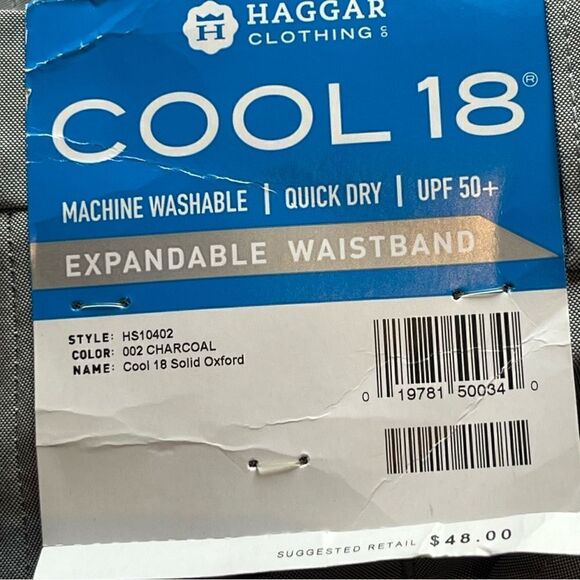 Haggar Men's Shorts Cool 18 Charcoal W38 Inseam 9 1/2" Quick Dry - Picture 7 of 8